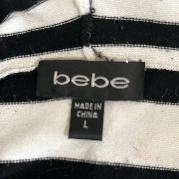 Bebe Silk Striped Y2K Bling Crown Rhinestone Athleisure Zipper Hoodie Sweater L - Picture 9 of 15